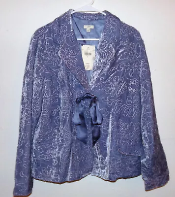 Nwts J.jill Sz.l Dusty Violet Embroidered Velvet Jacket • $45