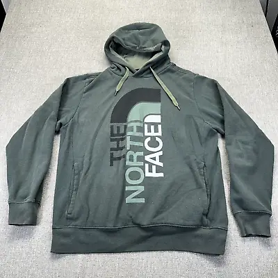 The North Face Hoodie Mens Large Green Pullover Big Logo Fleece • $24.88