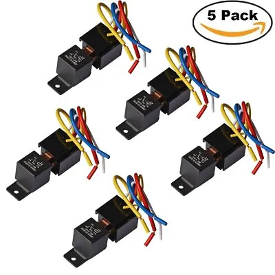 5 Set Auto Car Truck Heavy Duty Relays W/Socket 12V 80A AMP 5Pin SPDT ON/OFF US • $34.03