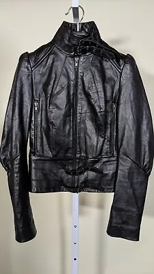 Veronique Branquinho Cafe Motorycle Black Leather Jacket 38 Belguim • $1599.99
