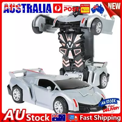 2 In 1 Mini Car Toys One-key Deformation Robot Car Toy Boys Gift (B Grey) • $8.36