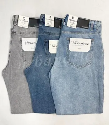 Men's Baggy Jeans Loose Fit Wide Leg Denim Pants Size 28-42 DL999 • $32.95