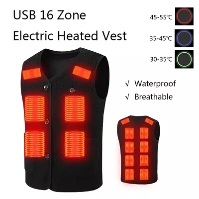16 Zone Winter Heated Vest For Men/Women Lightweight USB Heated Thermal Jackets • $16.89