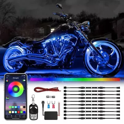 10Pcs Motorcycle RGB LED Light Kits Motorcycle LED Strip Lights With App Control • $31.43