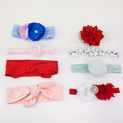$7.64 • Buy Infant Baby Newborn Toddler Girls Headbands Lot Of 8 Multi Colors Flowers