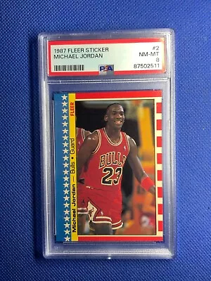 1987 Fleer Basketball Sticker #2 Michael Jordan Psa 8 *** Just Graded** • $275