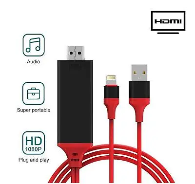 8Pin To 1080p HDMI HDTV AV TV Adapter Cable Cord For IPhone 6 7 8 X XS • $17.99