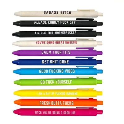£2.99 • Buy 1 Pcs Funny Pen Swear Word Adult Pens Black Ink Writing Set Funny Office Joke