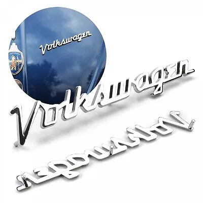$35.95 • Buy Vintage Style Chrome Volkswagen Script Emblem VW Bug Bus Ghia Type 1 Type 2 Cox