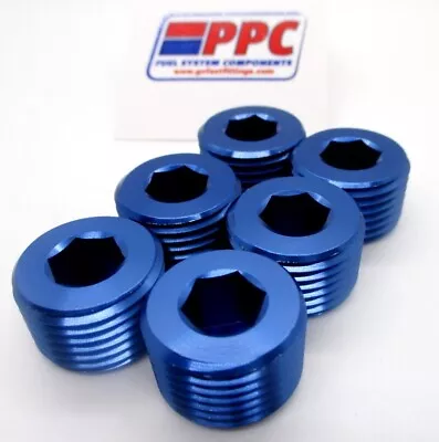 1/2  NPT Pipe Plugs W/ Allan Head 6 Per Pkg  Blue Anodized Aluminum • $19.90
