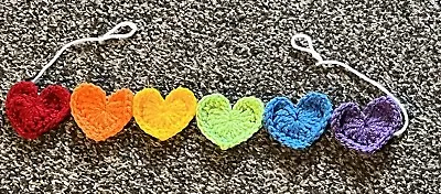 Handmade Crochet Rainbow/ Pride/lgbtq+ Heart Bunting /garland/baby Nursery • £3