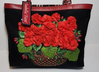 Isabella Fiore 3d Floral Geranium Basket Beaded 3d Appliqueshoulder Bag Nwt$345 • $235