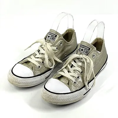 Converse Allstars Chuck Taylors Low Top Sneakers Metallic Gold Womens 7 Shoes • $20.99