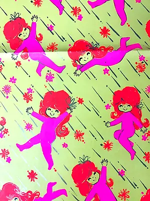 RARE Vintage HALLMARK Psychedelic Pink/Orange/Gold Girl Gift Wrap Sheet Paper • $14.99