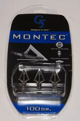 New Sealed G5 MONTEC 100 Gr Broadhead 3 Pack Bowhunting 100% Stainless Steel USA • $29.99