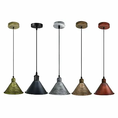 Vintage Industrial Antique Décor Shade Retro Ceiling Lampshade Pendant Light Kit • £15.65