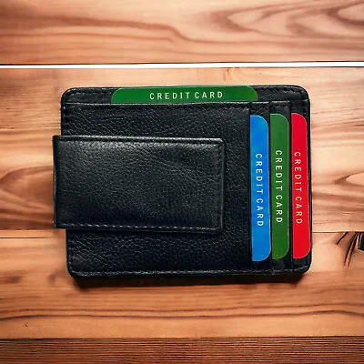 Men Leather Magnetic Front Pocket Wallet Money Clip Slim ID Credit Card Holder • $12.47