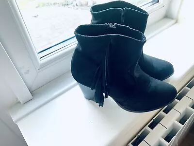 Black Tassel Ankle Boots - Size 5 • £10