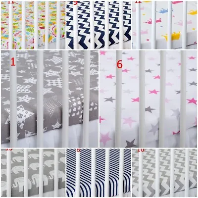 £3.99 • Buy COT FITTED SHEET PATTERNED 100% Cotton BED COVER 60x120 70x140  Stars Elephants