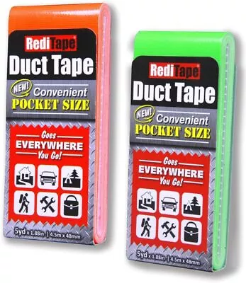 Duct Tape Colors 2-Pack- Pocket Size Flat Mini Roll - Repairs Outdoors Emergency • $21.99