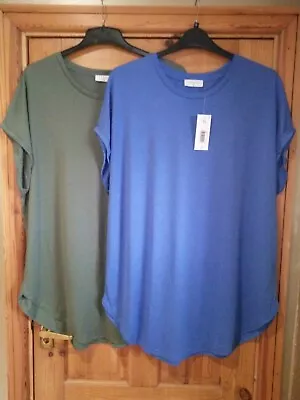 2 X Matalan Papaya Ladies XL T-Shirts - Sage Green/Royal Blue - BNWT-RRP £7 Each • £7