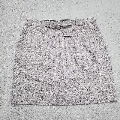 J Crew Mini Skirt Womens Size 4 Grey Wool Blend Back Zip Bow Accent Prepy Office • $16.99