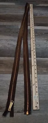 Vintage NOS TALON Heavy Duty 70” Separating Metal Zipper BRASS Brown Cotton  • $35