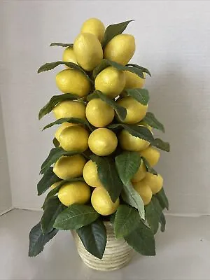 Faux Fruit Lemon Tree Centerpiece Plastic Mid Century Vintage 14” Tall Potted • $44.95