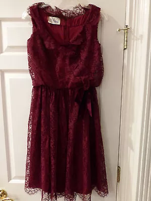 Arkay Red Lace Lined Scoop Neck Vintage Dress Size 11   Lots Of Lace   • $44.99