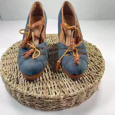 Anthropologie Miss Albright| Suede & Leather Tassel Tie| Platform Heels| Size 7 • $25