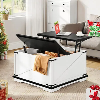 Square Lift Top Coffee Table W/ Hidden Compartment Storage Flip Top Center Table • $125.98