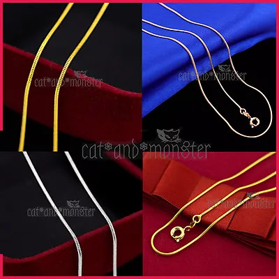 18K GOLD GF MEN WOMEN GIRLS KIDS SOLID 1MM SNAKE CHAIN NECKLACE For PENDANT GIFT • $8.99