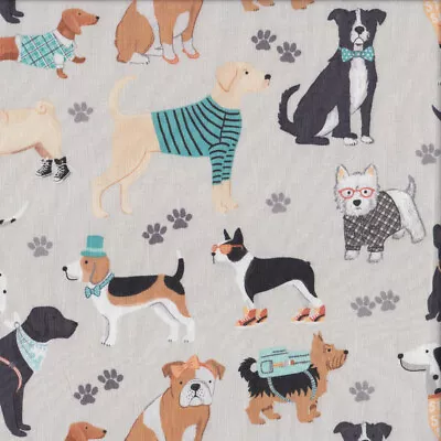 Dog Lover Pug Dachshund Westie On Light Grey Dogs Pet Quilting Fabric 1/2 Metre • $15.95