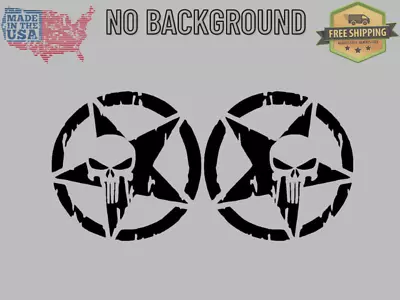 Army Military Star Punisher Skull Distressed Vinyl Decal Left Right Set Blackout • $7.99