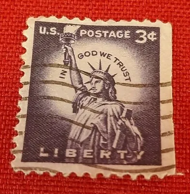 Rare 3 Cent Liberty Us Postage Stamp Used Purple Lady Statue Of Liberty • $15