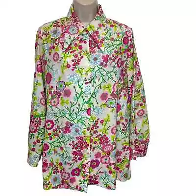 Vintage 70s Graff California Floral Button Up Blouse Peter Pan Collar Large  • $29.99