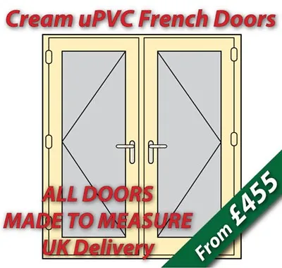 Cream UPVC French Doors | Made To Measure | Chrome Handles #05 • £687.94