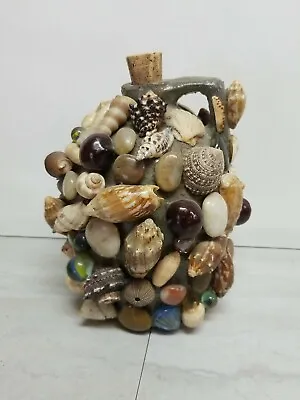 Original Folk Art Memory Jug - 1940's With Seashells Marbles Stones  • $27.50