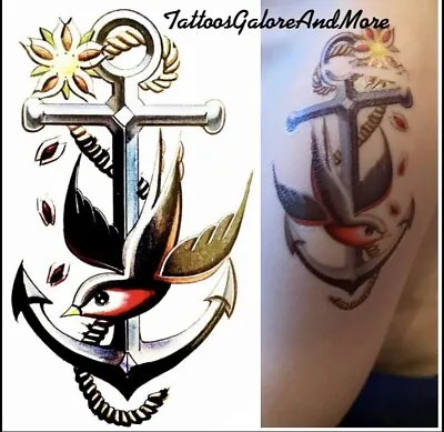 Mini Anchor Tattoo Nautical Temporary Tattoo Sailor Costume Halloween Pirate • £2.85