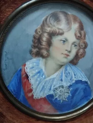 Signed Miniature Portrait Of Napoleon II In Blue Regal Costume.  • £56