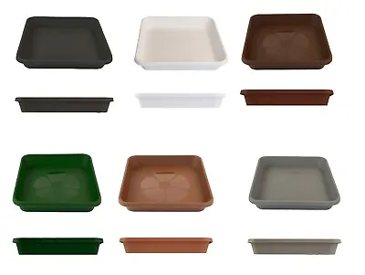 Plant Pots Saucers Square Drip Water Trays Plastic Indoor Outdoor Garden Large • £4.59