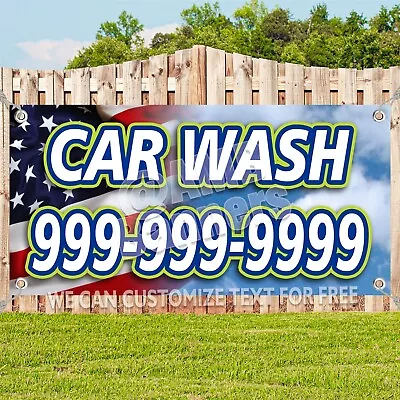 CAR WASH CUSTOM PHONE # Advertising Vinyl Banner Flag Sign Many Sizes Available • $147.47