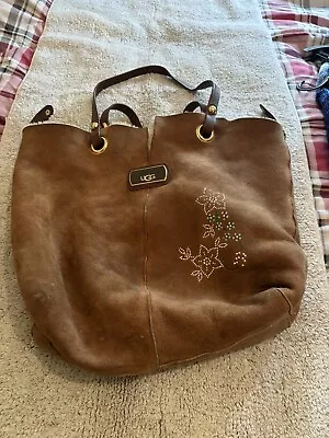 Ugg Sheepskin Bag In Chestnut With Flower Pattern • £35