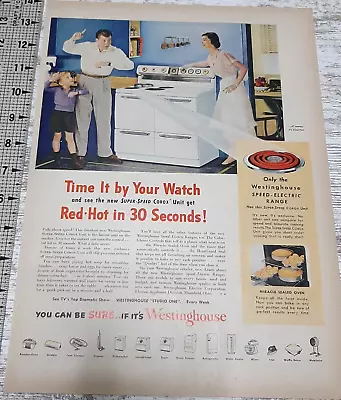 1951 Westinghouse Vintage Print Ad Electric Range Stove Oven Kitchen Family Cook • $7.19