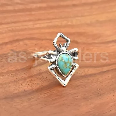 Copper Turquoise Ring 925 Sterling Silver Ring Spider Ring Handmade Jewelry • $28