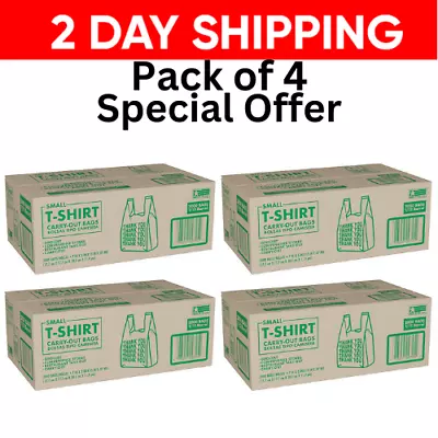 4 Pack-Small T-Shirt Carry-Out Bags 7  X 5  X 15  {2000 Ct.} NO SHIP NJ • $115.99
