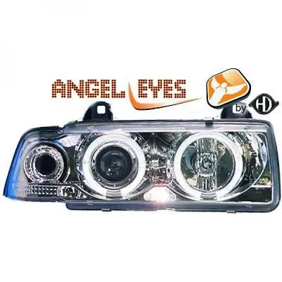 LHD Projector Headlights Pair Angel Eyes Clear Chrome For BMW E36 Coupe 90-99 • $318.12
