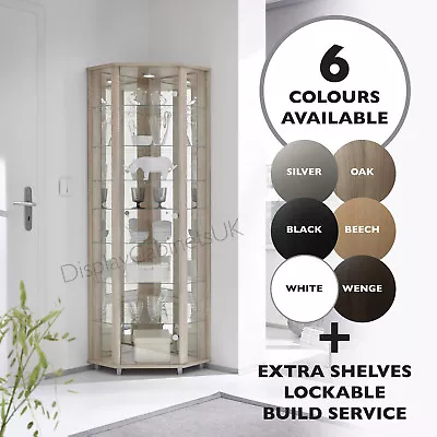 £269 • Buy HOME Corner Glass Cabinet Unit Display - 6 Colours - In Stock