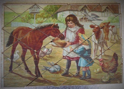 £69.99 • Buy 2 VICTORIAN CHROMO LITHO WOODEN 31 Pc PUSH FIT DOUBLE SIDED FARM JIGSAW PUZZLES