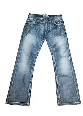 Buckle Division E Mens 32 Bootcut Jeans Medium Wash Flap Pockets Distressed • $25